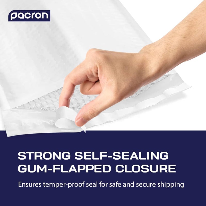 PACRON 200-Pack Waterproof Poly Bubble Mailers 7.25 x 12 - Thick, Durable, Instant Seal Envelopes with Strong Adhesive - Protective Shipping Mailers for Jewelry, Cosmetics, SD Cards, USB Cables - Image 3